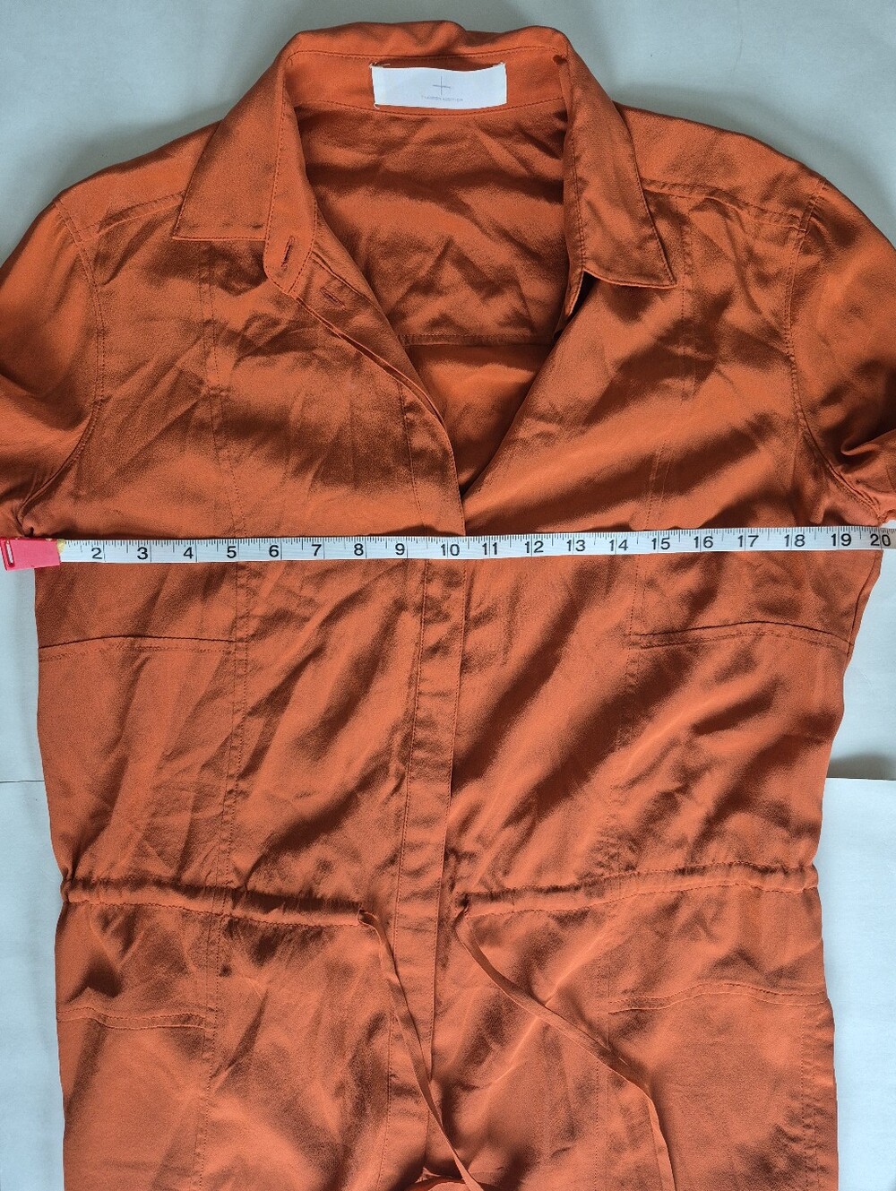 Thakoon Shirt Dress Orange Silk Long Sleeve Mini Size 4 - Picture 9 of 13